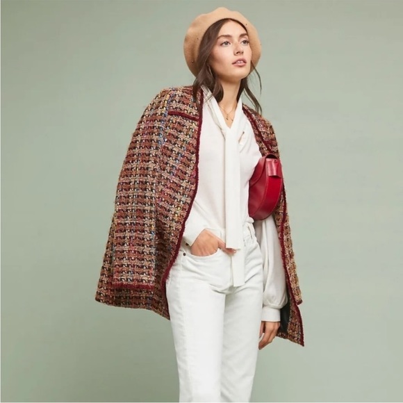 Anthropologie x Ett Twa • berwyn tweed jacket red sz S - Picture 7 of 14